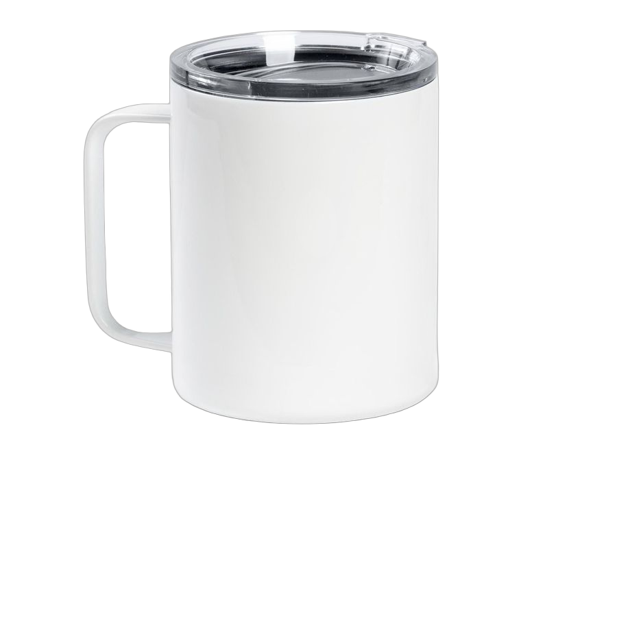 White Stainless Steel Travel Mug - Back